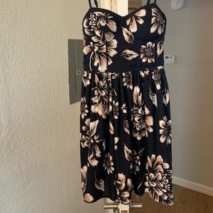 Navy floral mini dress